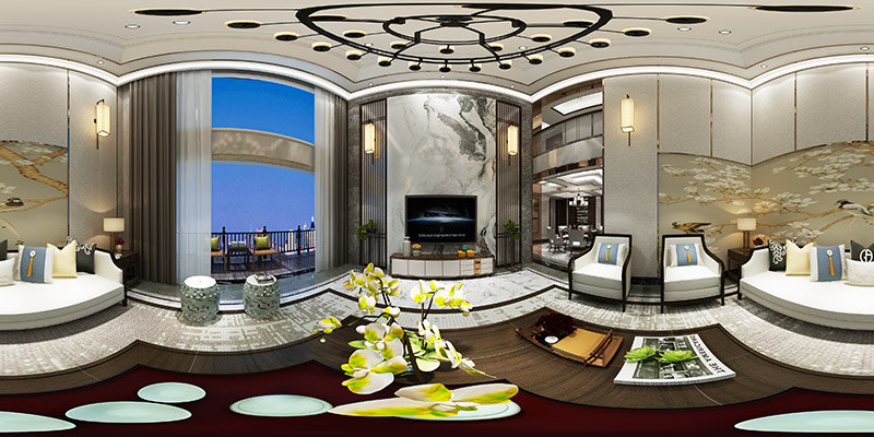 黄岐中南海晖园别墅320平米新中式风格室内装修案例-客厅 黄岐中南海晖园别墅320平米新中式风格室内装修案例-客厅