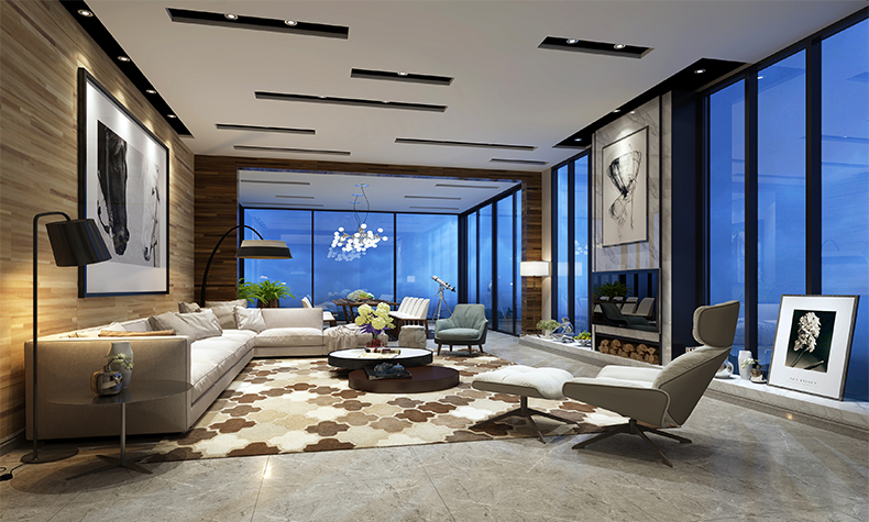 泷景花园别墅355平米现代简约风格装修案例-二层休息室 泷景花园别墅355平米现代简约风格装修案例-二层休息室