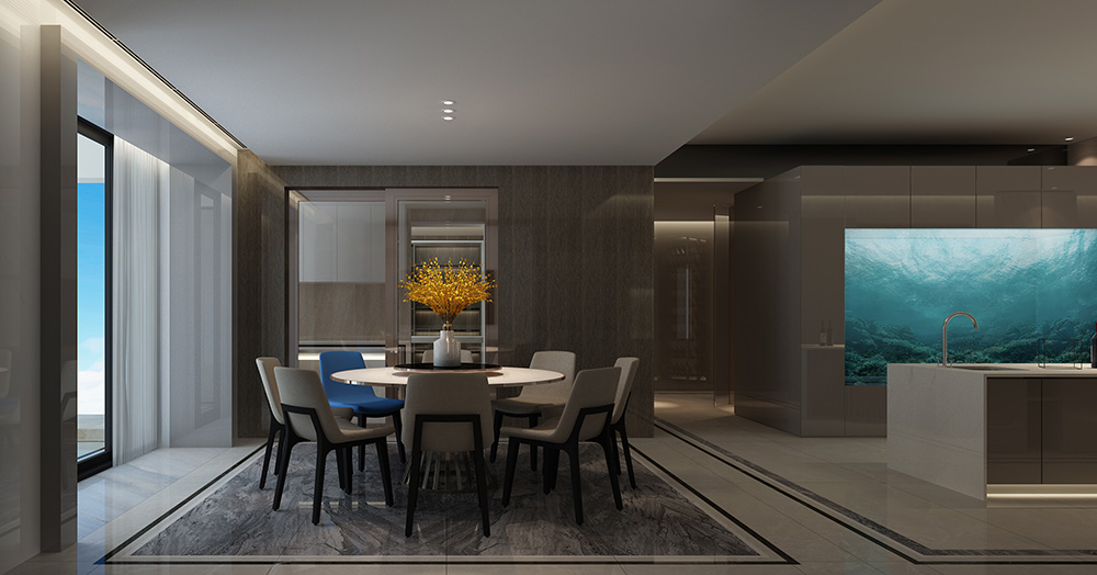 现代简约风格室内装修设计效果图-钻石之家富春山居-室内餐厅装修设计 现代简约风格室内装修设计效果图-钻石之家富春山居-室内餐厅装修设计