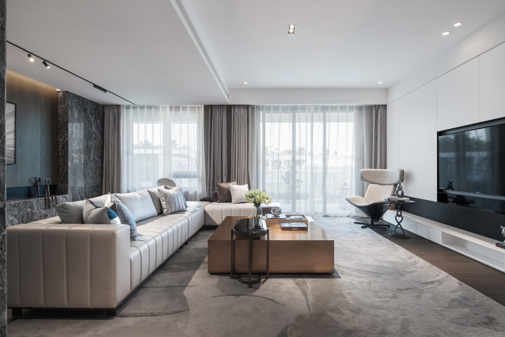 北欧轻奢风格室内家装案例效果图-客厅 北欧轻奢风格室内家装案例效果图-客厅