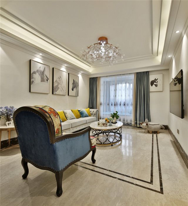 装修案例美式轻奢风格室内装修效果图-客厅 装修案例美式轻奢风格室内装修效果图-客厅