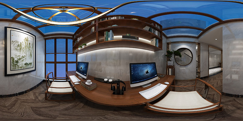 黄岐中南海晖园别墅320平米新中式风格室内装修案例-书房 黄岐中南海晖园别墅320平米新中式风格室内装修案例-书房