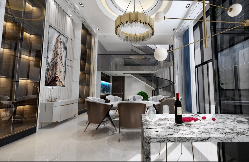 佛山保利外滩一号别墅350平米现代简约风格室内装修案例-餐厅 佛山保利外滩一号别墅350平米现代简约风格室内装修案例-餐厅