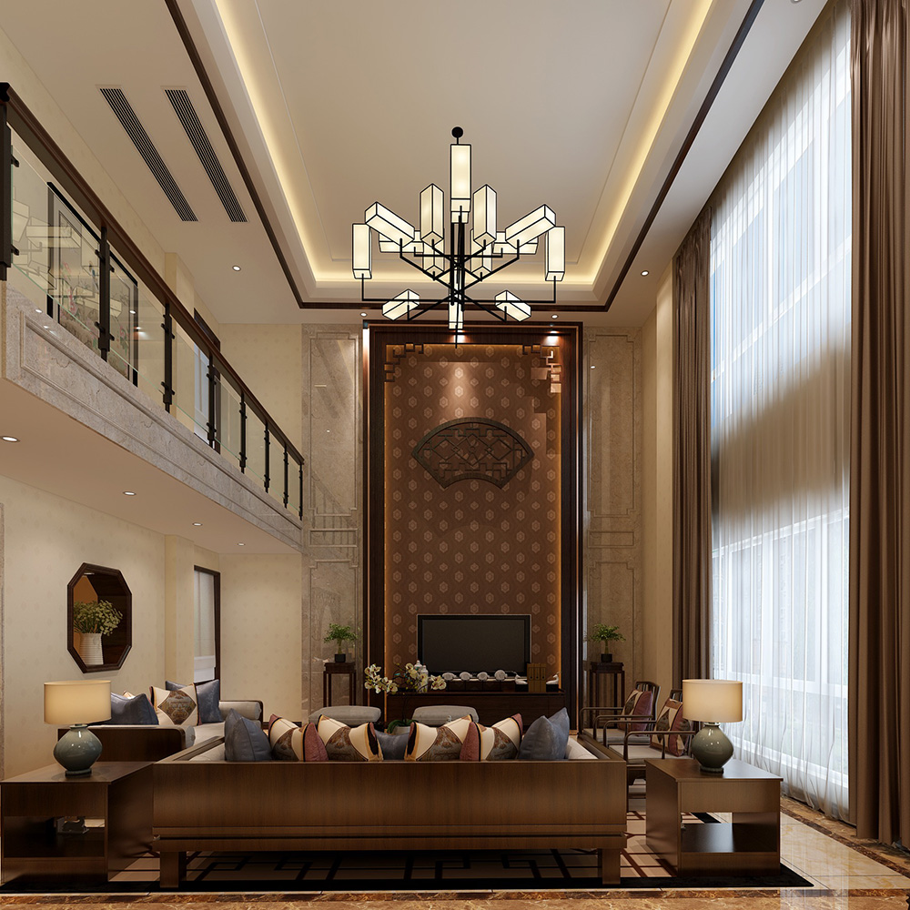 装修公司新中式风格别墅装修效果图-客厅 装修公司新中式风格别墅装修效果图-客厅