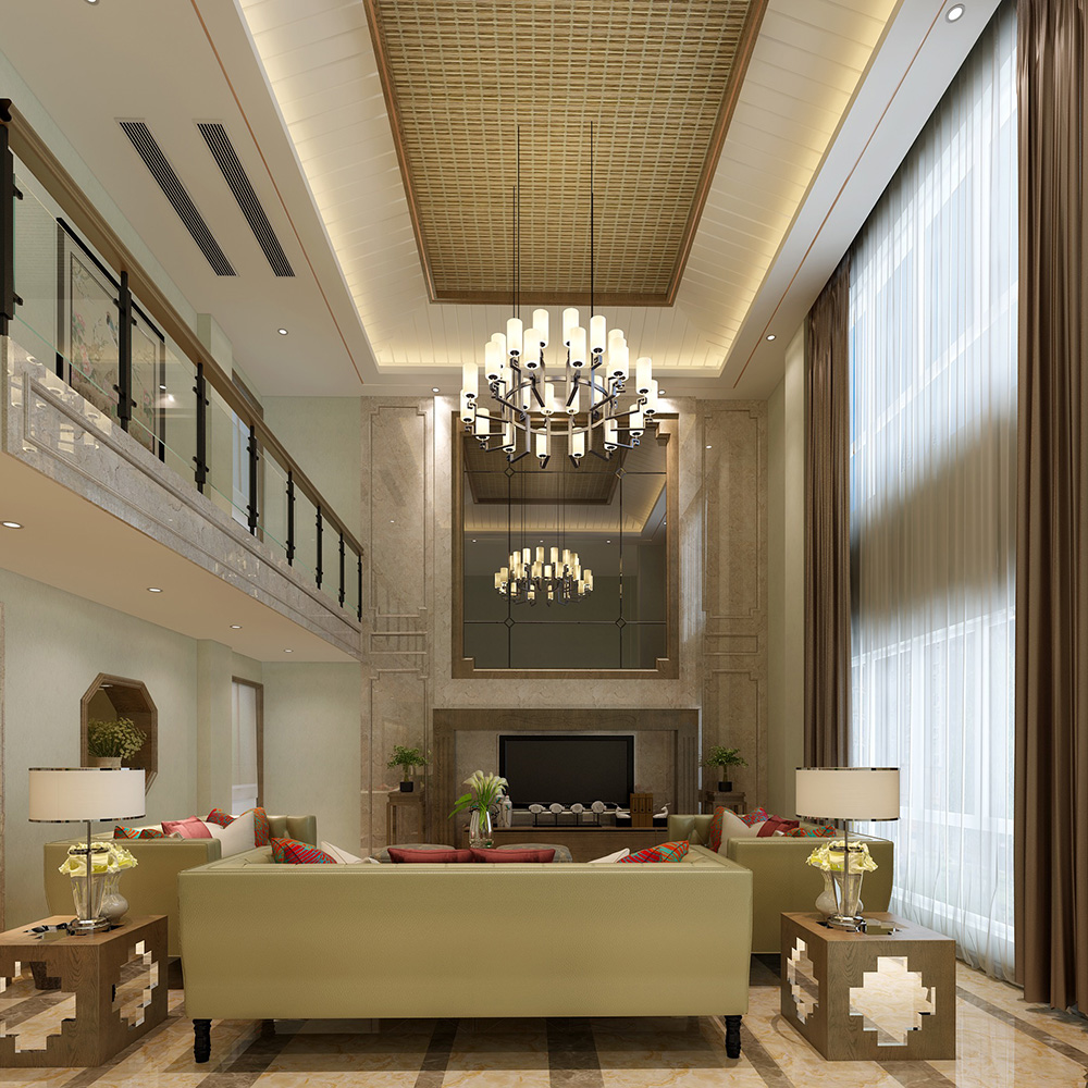 装修公司新中式风格别墅装修效果图-客厅 装修公司新中式风格别墅装修效果图-客厅