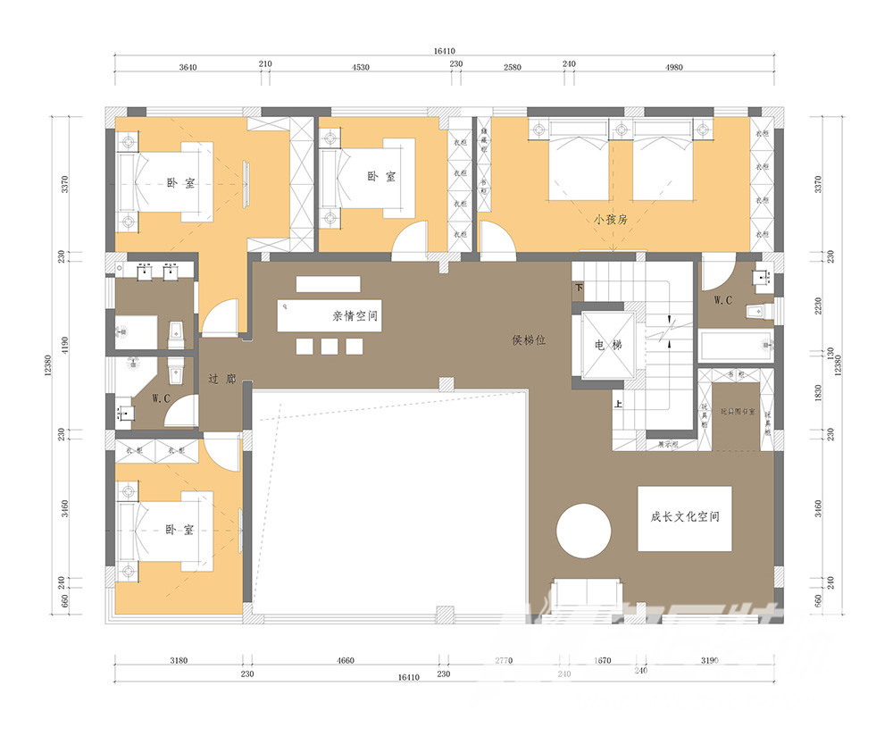 别墅大宅装修设计-二层布局图 别墅大宅装修设计-二层布局图