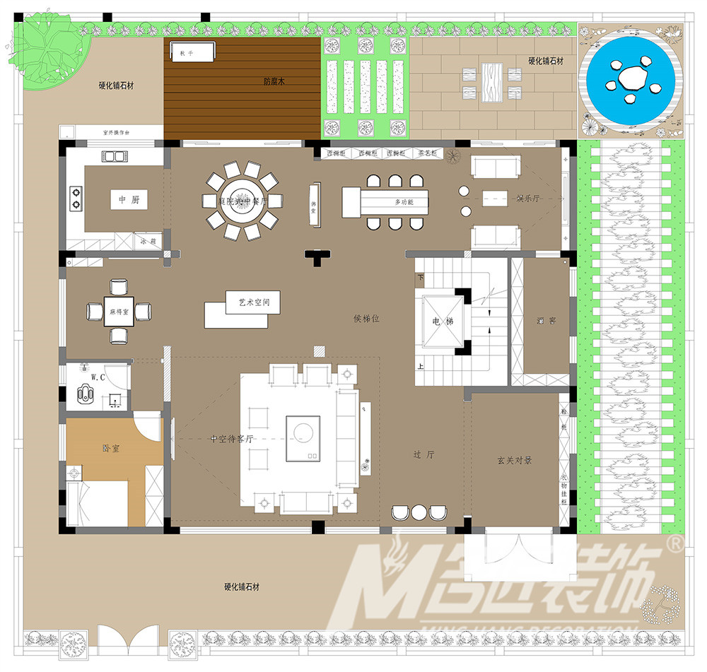 别墅大宅装修设计-首层布局图 别墅大宅装修设计-首层布局图