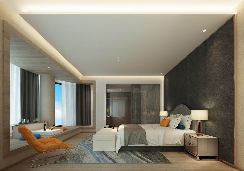 现代简约风格室内装修设计效果图-钻石之家富春山居-室内主卧装修设计 现代简约风格室内装修设计效果图-钻石之家富春山居-室内主卧装修设计