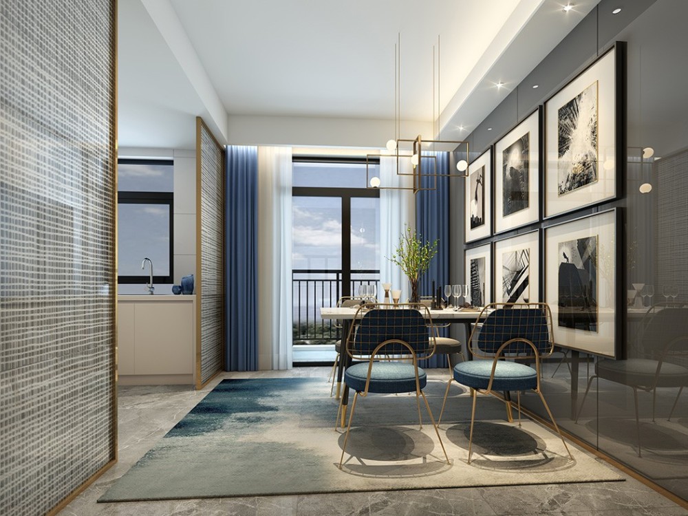 摩登轻奢风格室内家装案例效果图-餐厅 摩登轻奢风格室内家装案例效果图-餐厅