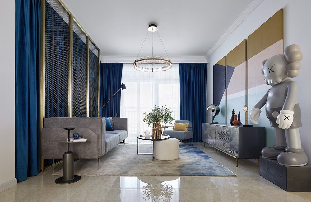 摩登轻奢风格室内家装案例效果图-客厅 摩登轻奢风格室内家装案例效果图-客厅